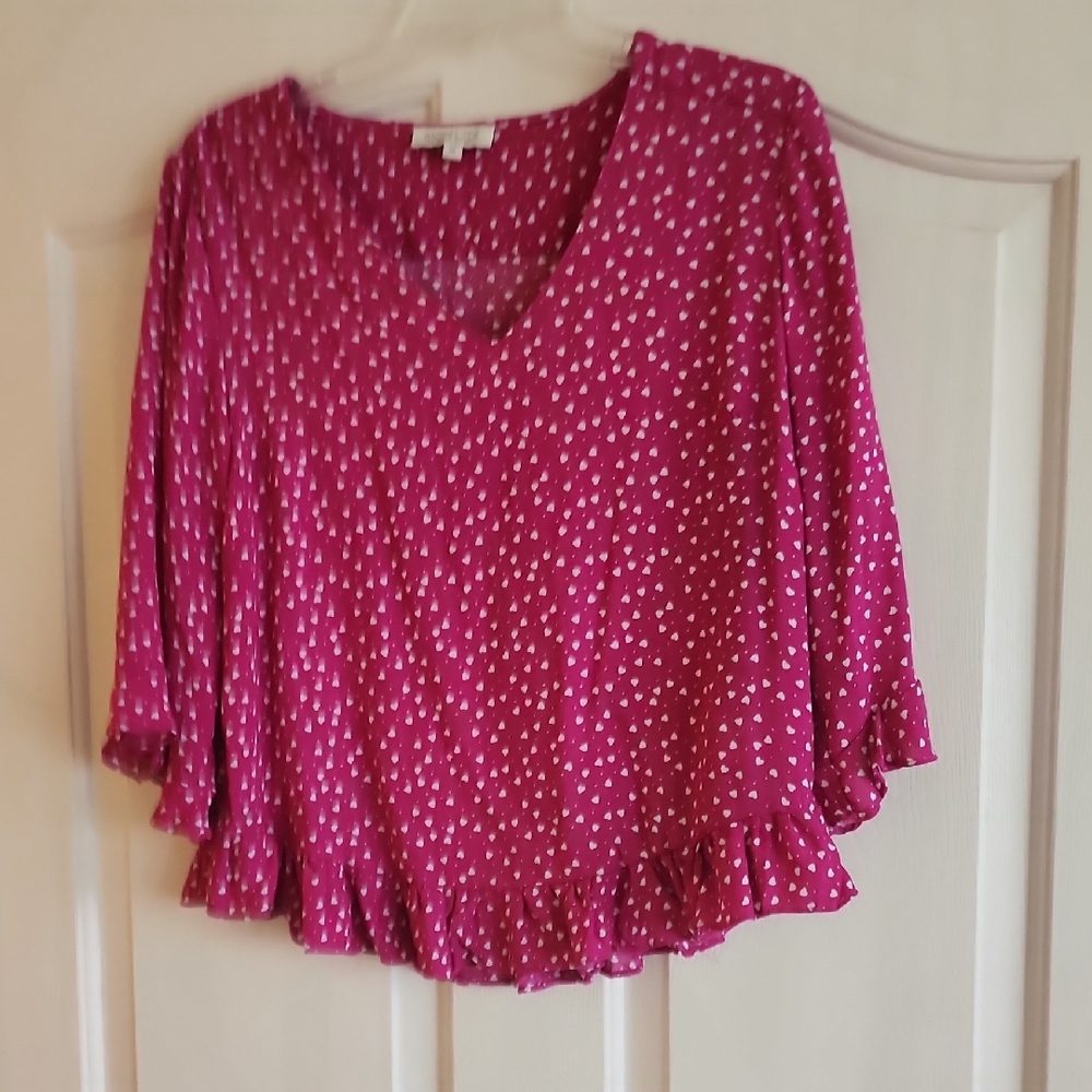 Rachel Zoe Fuchsia Heart Print Blouse